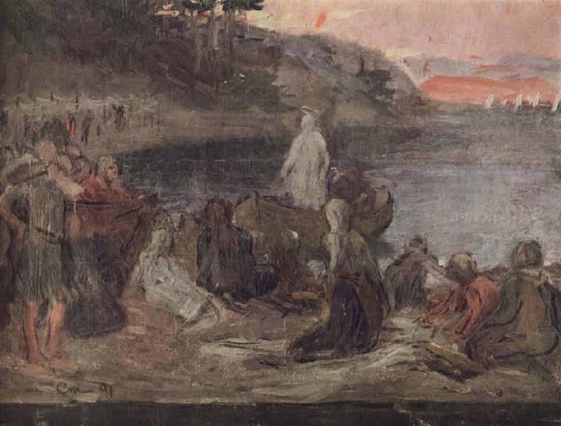 Gustaf Cederstrom kristus predikar for fiskarena Germany oil painting art